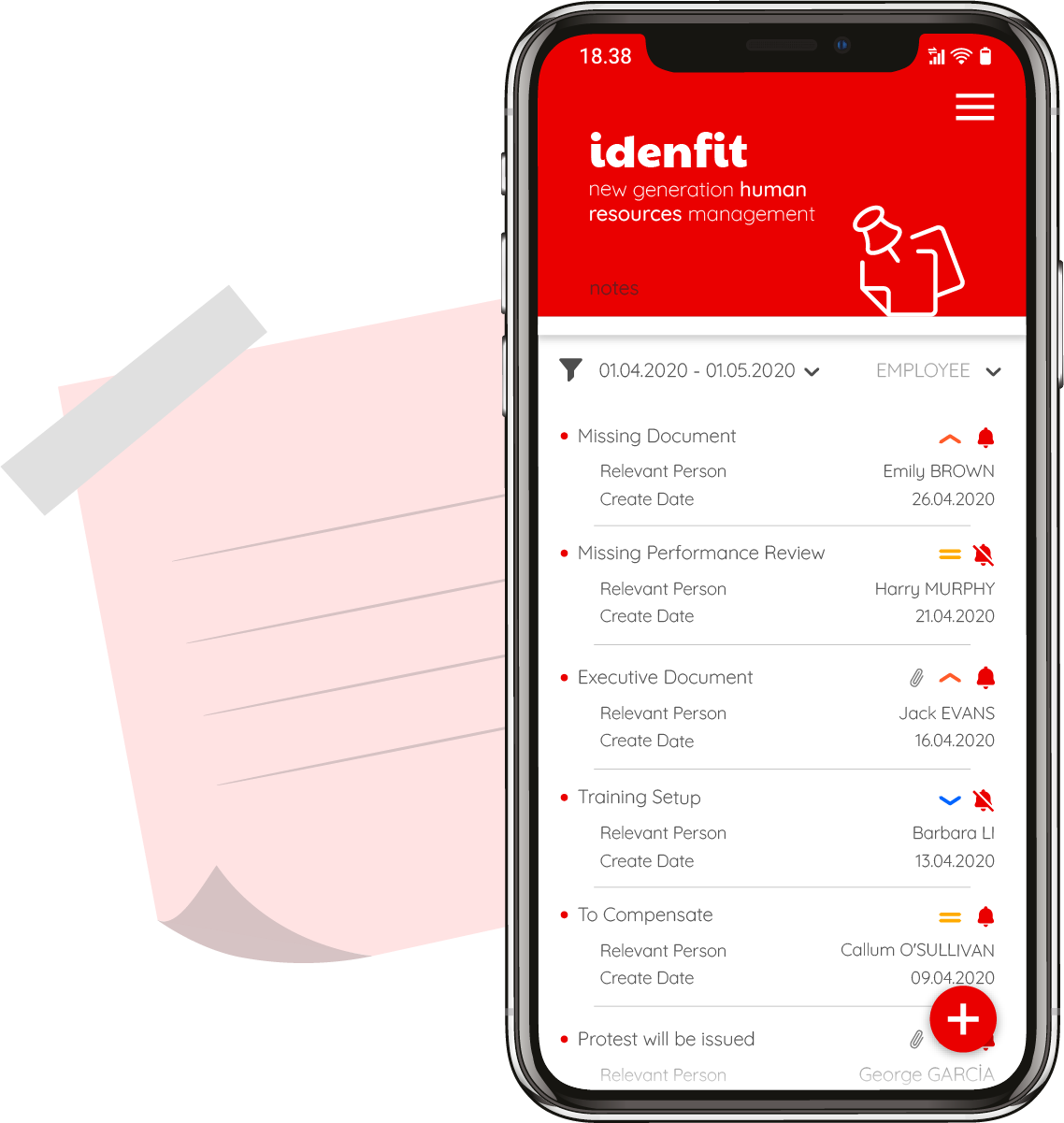 Idenfit notes module is the easiest way to take personal notes and create reminders.